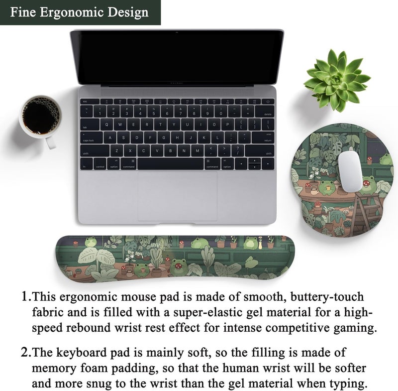 Mechanical Cattle Cute Frog Mouse Pad with Wrist Rest Kawaii Green Decor Pain Relief Mat, Ergonomic Mouse Pad for Desk Computer Keyboard Laptop, Desk Decor Office Accessories for Girl Wrist Rest for Computer Keyboard. - Image 3